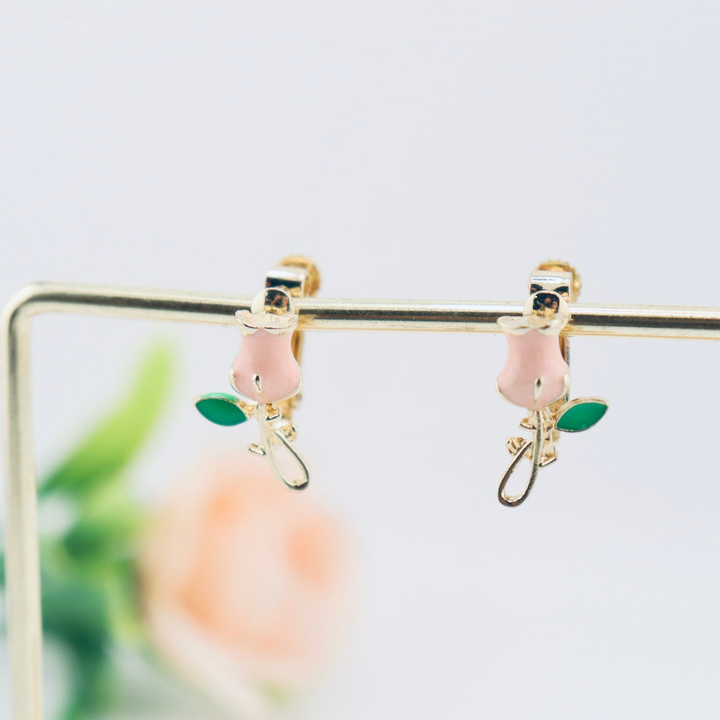 Rosebud Clip On Earrings