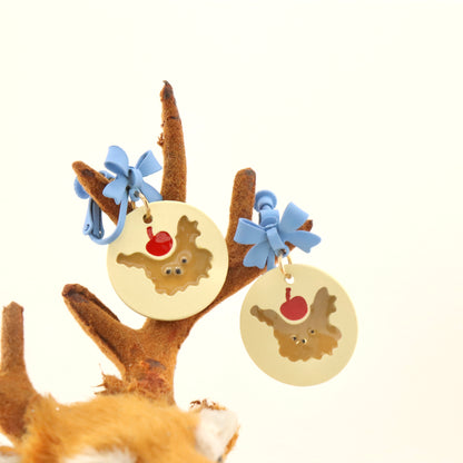 Raindeer Rounds Clip On Earrings