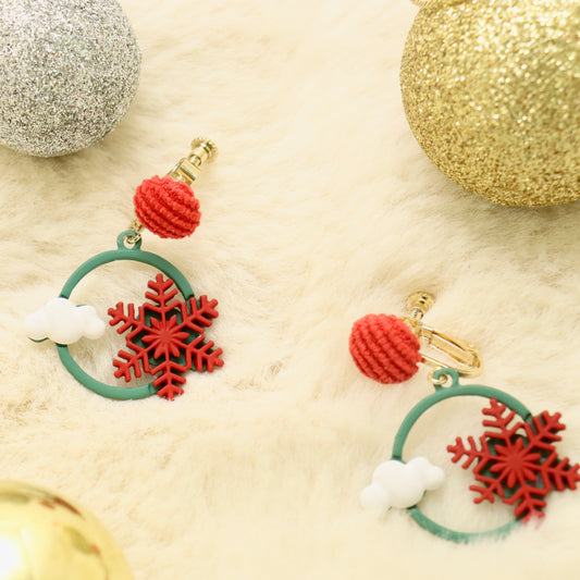 Snowflake Sparkles Clip On Earrings