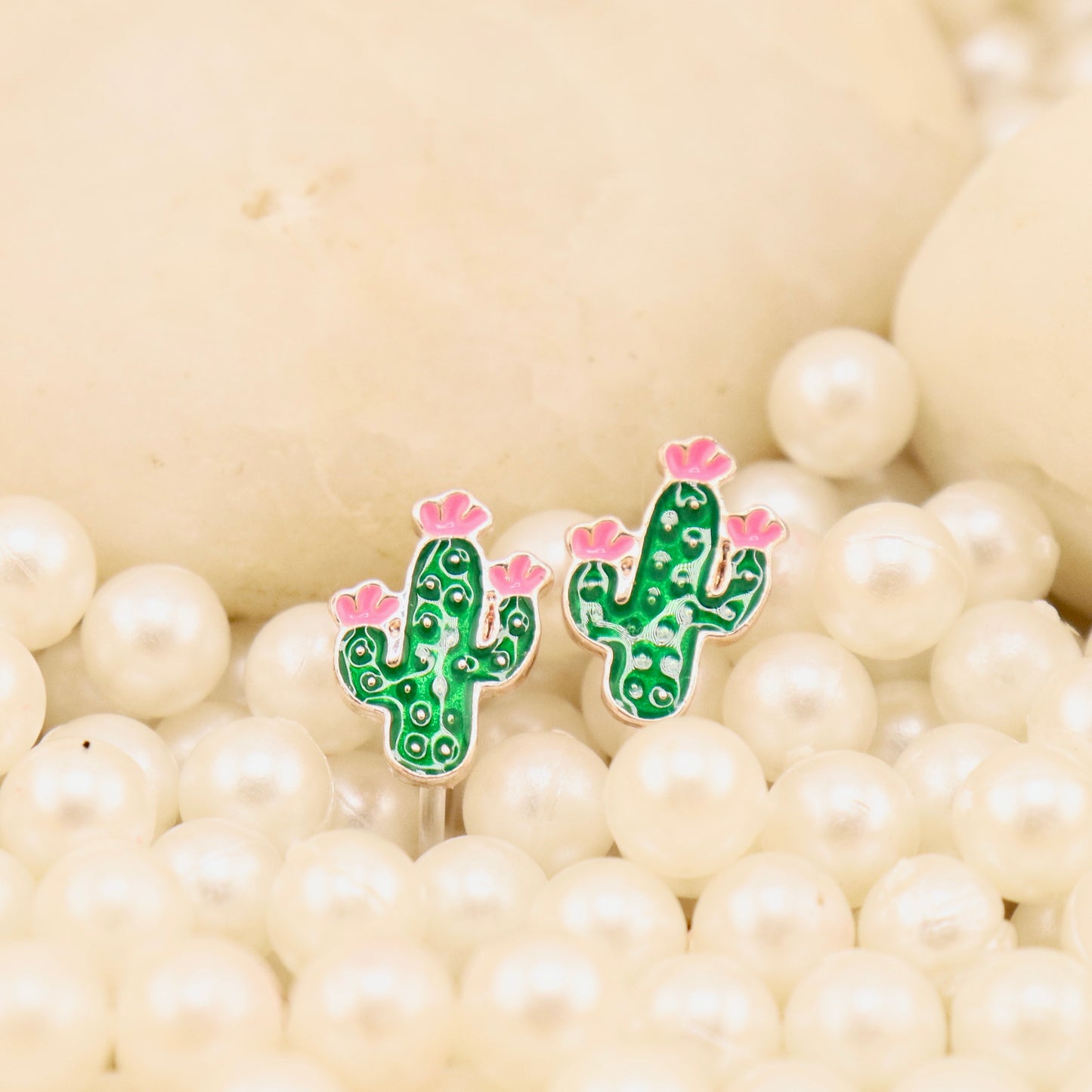 Cactus Bloomers Clip On Earrings