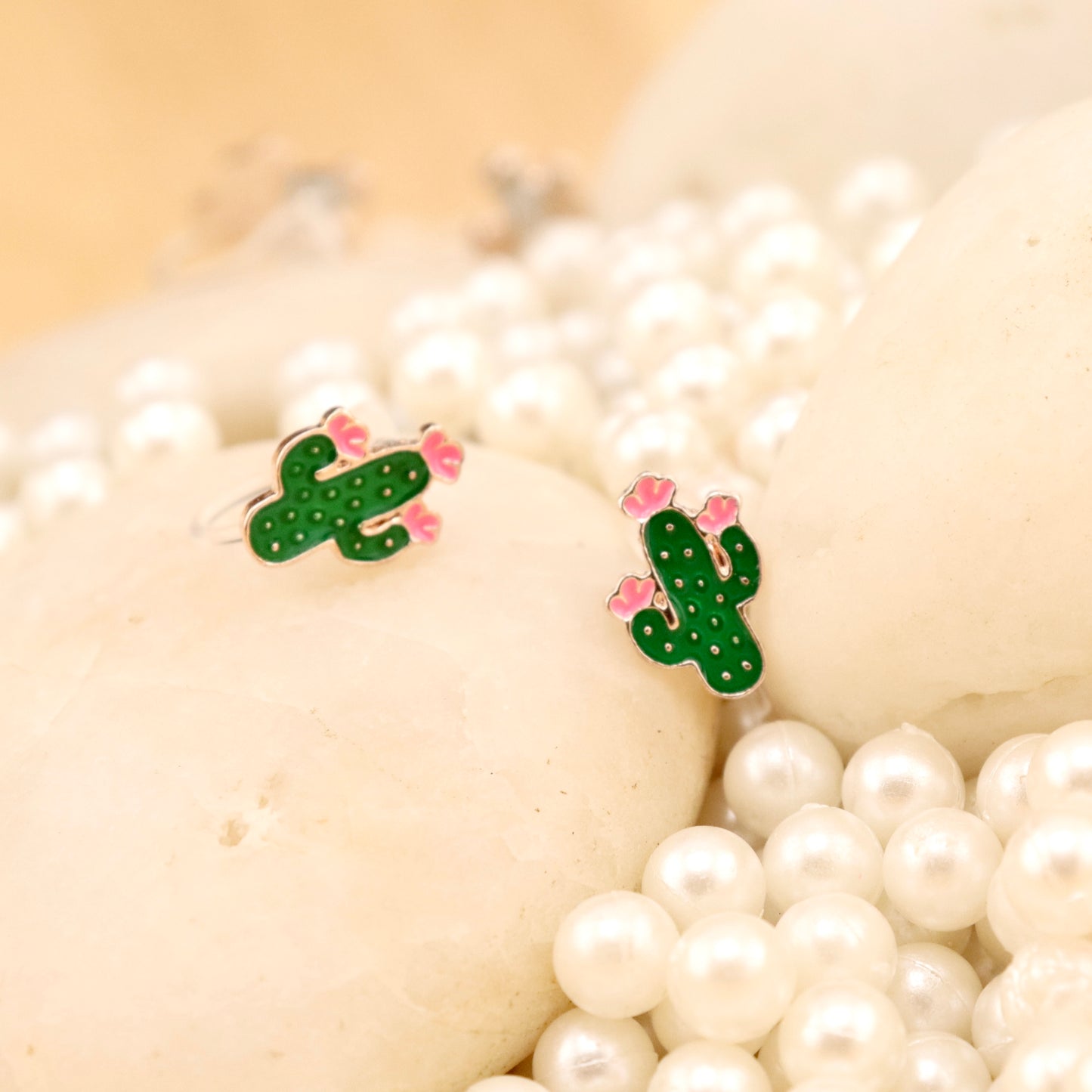 Cactus Bloomers Clip On Earrings