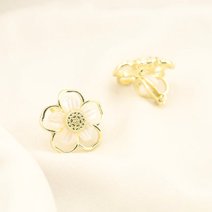 Petal Glimmer Gold Clip On Earrings