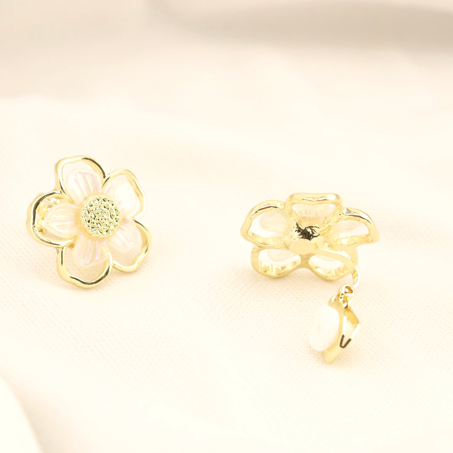 Petal Glimmer Gold Clip On Earrings