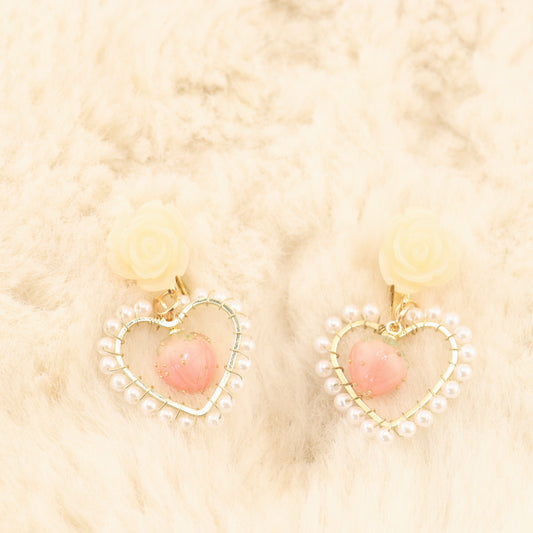 Rosie Peachie Love Clip On Earrings