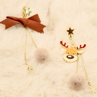 Reindeer Razzle Clip On Earrings