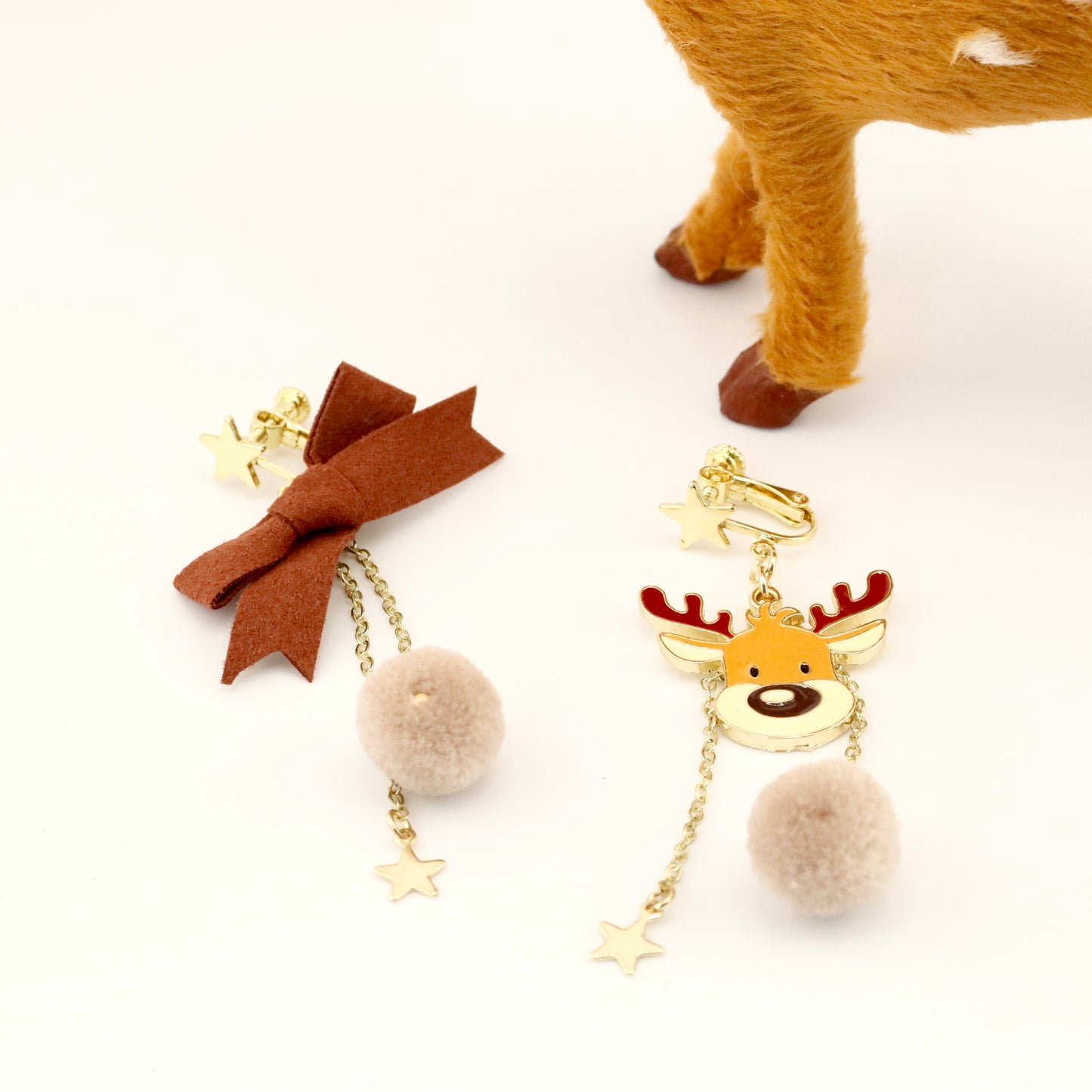 Reindeer Razzle Clip On Earrings