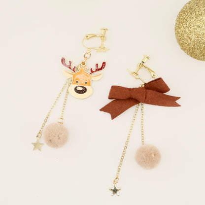 Reindeer Razzle Clip On Earrings