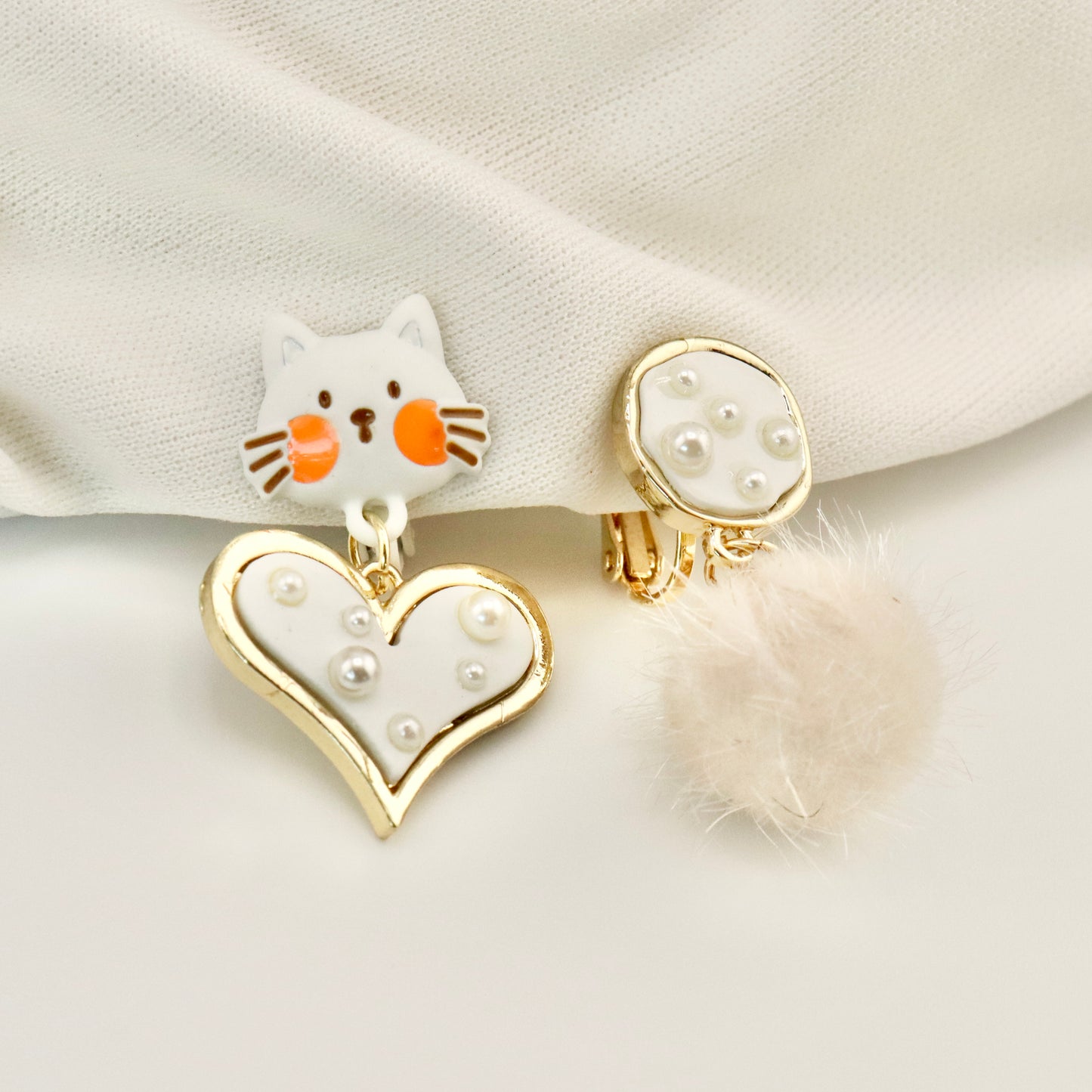 Kitty Charm Clip On Earrings