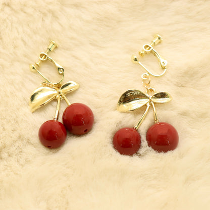 Cherry Chic Clip On Earrings