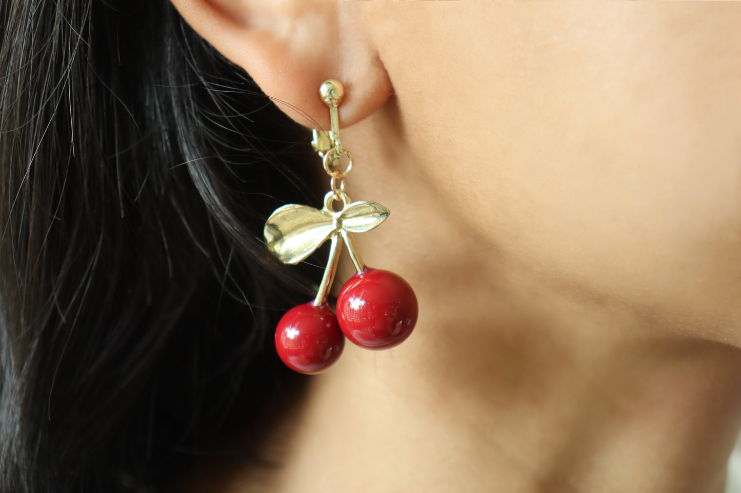 Cherry Chic Clip On Earrings